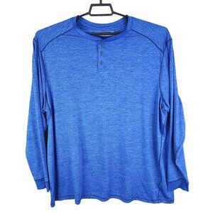 Mens Blue Roundtree & Yorke Performance Henley Shirt Long Sleeve Size 2XB